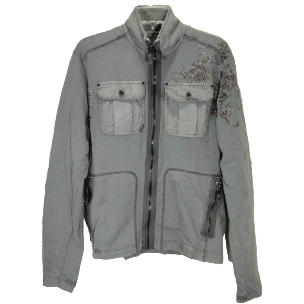 Vtg Y2K Triple Five 5 Soul M Military Moto Jacket Grunge Goth Cyber Distressed